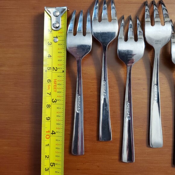 ONEIDA Seafood Forks Set of 6 Small Stainless Steel 4 3/4" Square Handle - Picture 4 of 7